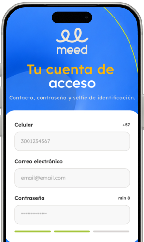 Pantalla de creación de cuenta en Meed